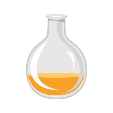 Beyaz arka planda izole edilmiş kimyasal deneyler için basit bir vektör matarası