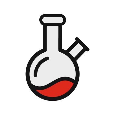 Beyaz arka planda izole edilmiş kimyasal deneyler için basit bir vektör matarası