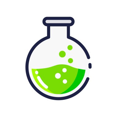 Beyaz arka planda izole edilmiş kimyasal deneyler için basit vektör matarası