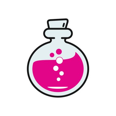 Beyaz arkaplanda izole edilmiş kimyasal deneyler için basit vektör matarası