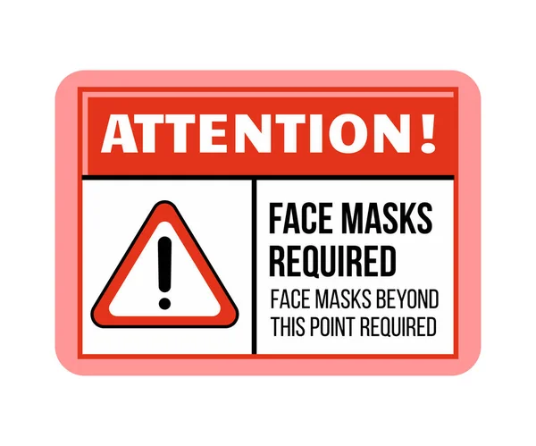 Waarschuwing Vermelding Zonder Masker Verboden Geïsoleerd Witte Achtergrond — Stockvector