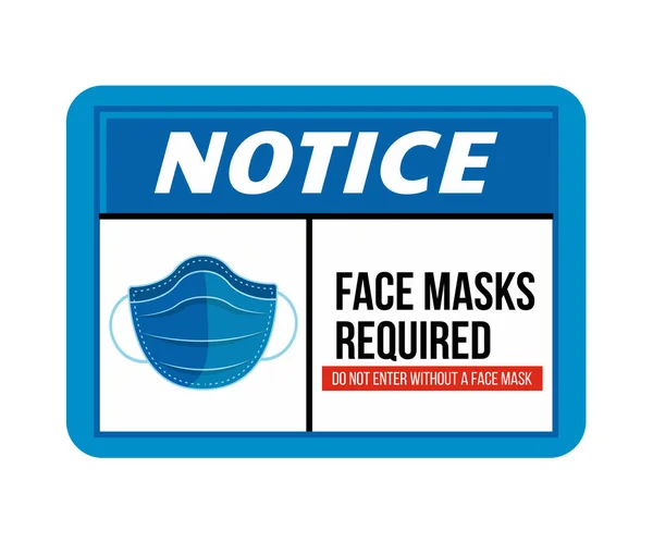 Aviso Advertencia Entrada Sin Máscara Está Prohibido Aislado Sobre Fondo — Vector de stock