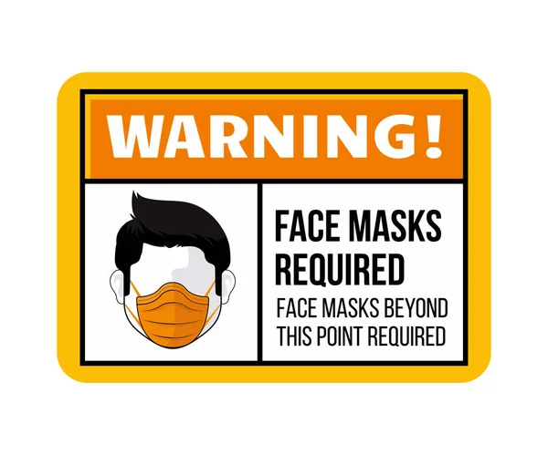 Waarschuwing Vermelding Zonder Masker Verboden Geïsoleerd Witte Achtergrond — Stockvector