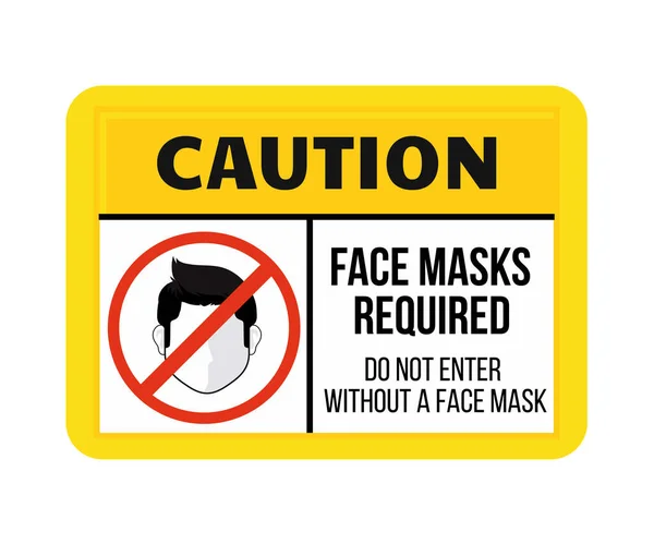 Warnhinweis Eintrag Ohne Maske Ist Isoliert Auf Weißem Hintergrund Verboten — Stockvektor