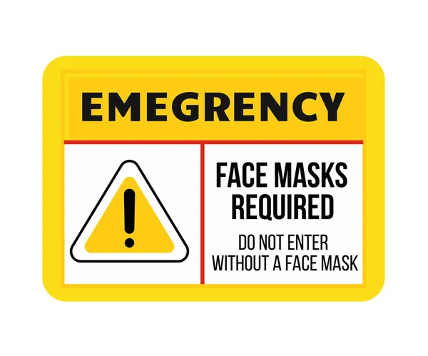 Waarschuwingsbericht Vermelding Zonder Masker Verboden Geïsoleerd Witte Achtergrond — Stockvector
