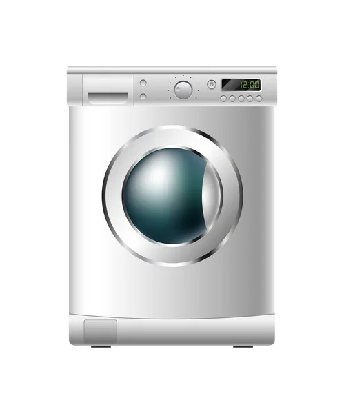 Máquina Lavar Roupa Detalhada Vetor Isolado Fundo Branco —  Vetores de Stock