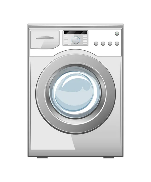 Máquina Lavar Roupa Detalhada Vetor Isolado Fundo Branco — Vetor de Stock