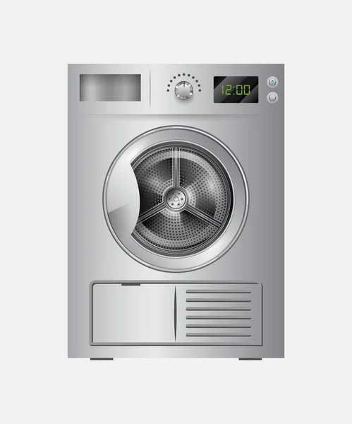 Máquina Lavar Roupa Detalhada Vetor Isolado Fundo Branco — Vetor de Stock