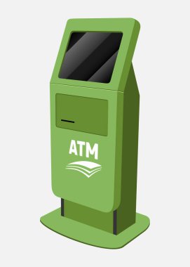 Yeşil renkli basit vektör ATM izole edildi