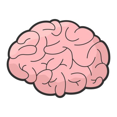 Beyaz arkaplanda izole edilmiş beyin vektörü simgesi