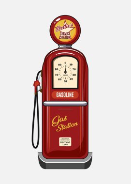 vektör retro benzin istasyonu beyaz arkaplanda izole edildi