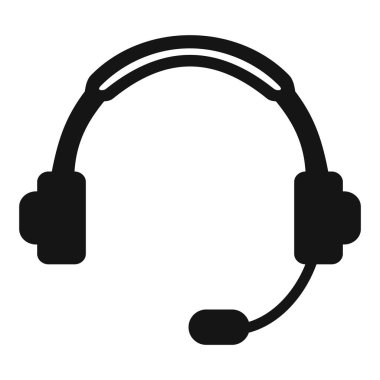 Beyaz arkaplanda izole edilmiş mikrofonlu kulaklıkların vektör simgesi