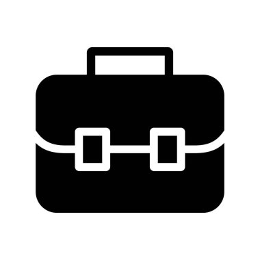 Beyaz arkaplanda siyah-beyaz vektör evrak çantası simgesi izole edildi