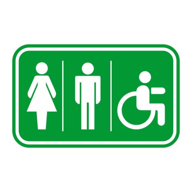 Beyaz arkaplanda izole edilmiş vektör umumi tuvalet işareti