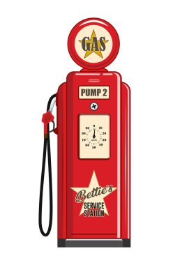 vektör retro benzin istasyonu beyaz arkaplanda izole edildi