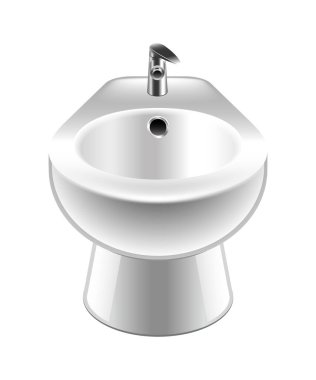 Beyaz arkaplanda izole edilmiş vektör gerçekçi bidet