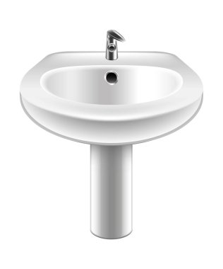 Beyaz arkaplanda izole edilmiş vektör gerçekçi lavabo