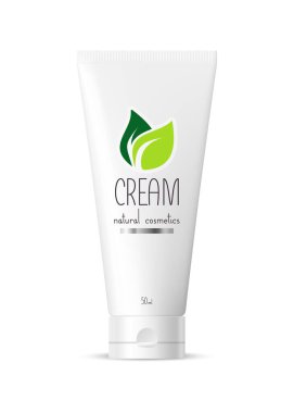 Beyaz arkaplanda izole edilmiş kozmetik krem için vektör şişesi