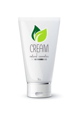 Beyaz arkaplanda izole edilmiş kozmetik krem için vektör şişesi