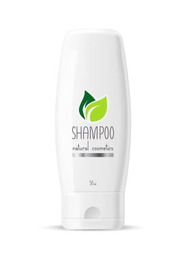 Beyaz arkaplanda izole edilmiş şampuan için vektör şişesi