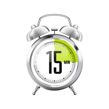 Beyaz arkaplanda 15 dakika izole vektör zamanlayıcısı