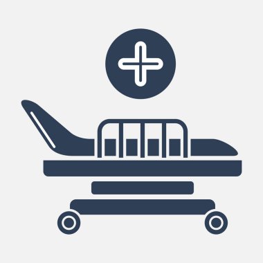 Hastane yatak vektör simgesi beyaz arkaplanda izole edildi