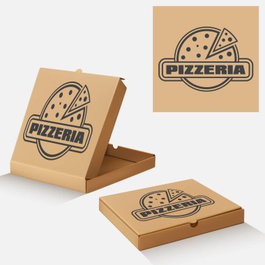 vektör pizza kutusu beyaz arkaplanda izole edildi