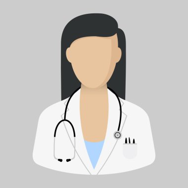 Kadın doktor vektör simgesi beyaz arkaplanda izole edildi