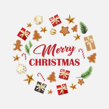 Beyaz arka plan üzerinde izole Noel çelenk vektör