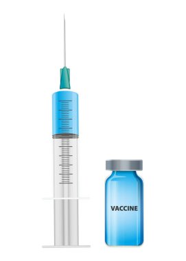 Beyaz arkaplanda izole edilmiş vektör şırıngası ve ampul