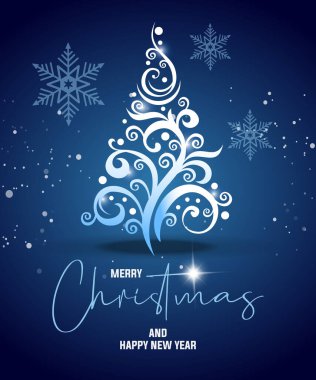 vektör noel kartı mavi arkaplanda izole edildi