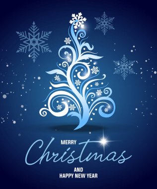 vektör noel kartı mavi arkaplanda izole edildi