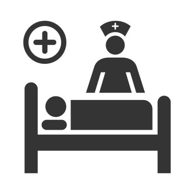 Hastane yatak vektör simgesi beyaz arkaplanda izole edildi