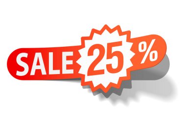Beyaz arkaplanda% 25 indirimli vektör etiketi