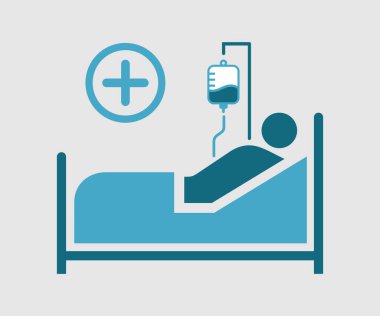 Hastane yatak vektör simgesi beyaz arkaplanda izole edildi