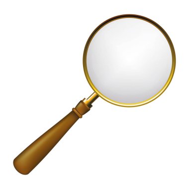 Beyaz arkaplanda izole edilmiş vektör büyüteç