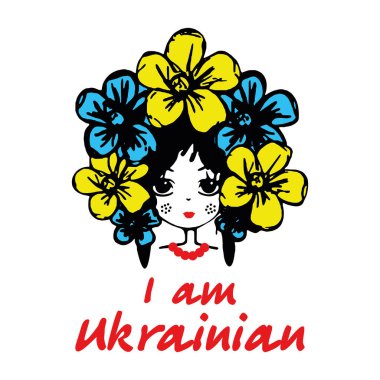 Beyaz arka planda izole edilmiş bir çelenk içindeki Ukraynalı kız