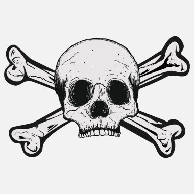 kafatası ve çapraz kemik vektör simgesi beyaz arkaplanda izole edildi