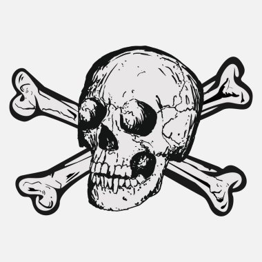 kafatası ve çapraz kemik vektör simgesi beyaz arkaplanda izole edildi