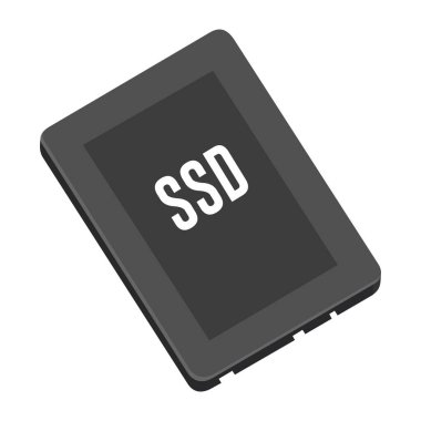 Beyaz arkaplanda izole edilmiş SSD disk vektör simgesi