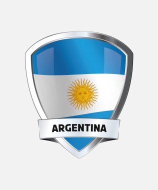 Blazon 'da beyaz arka planda izole edilmiş Arjantin ulusal bayrağı