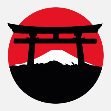 Japon Torii Kapısı 'nın vektör simgesi beyaz arka planda izole edildi
