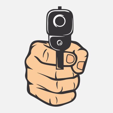 Eldeki tabancanın vektör simgesi beyaz arkaplanda izole edildi