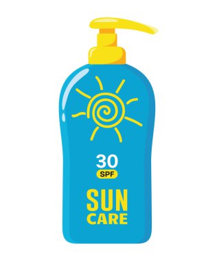 Güneş kremi şişe vektör simgesi beyaz arkaplanda izole