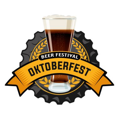 Beyaz arkaplanda izole edilmiş vektör oktoberfest etiketi