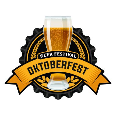 Beyaz arkaplanda izole edilmiş vektör oktoberfest etiketi