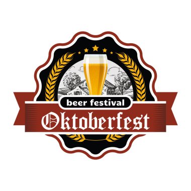 Beyaz arkaplanda izole edilmiş vektör oktoberfest etiketi