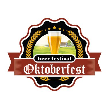Beyaz arkaplanda izole edilmiş vektör oktoberfest etiketi