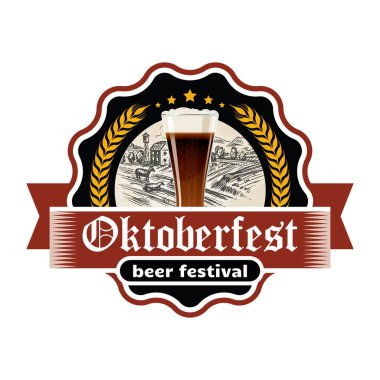 Beyaz arkaplanda izole edilmiş vektör oktoberfest etiketi