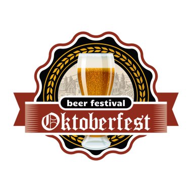 Beyaz arkaplanda izole edilmiş vektör oktoberfest etiketi